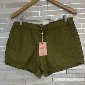 Quince Cotton Linen Twill Pull On Short in Army Green Women's Shorts Medium